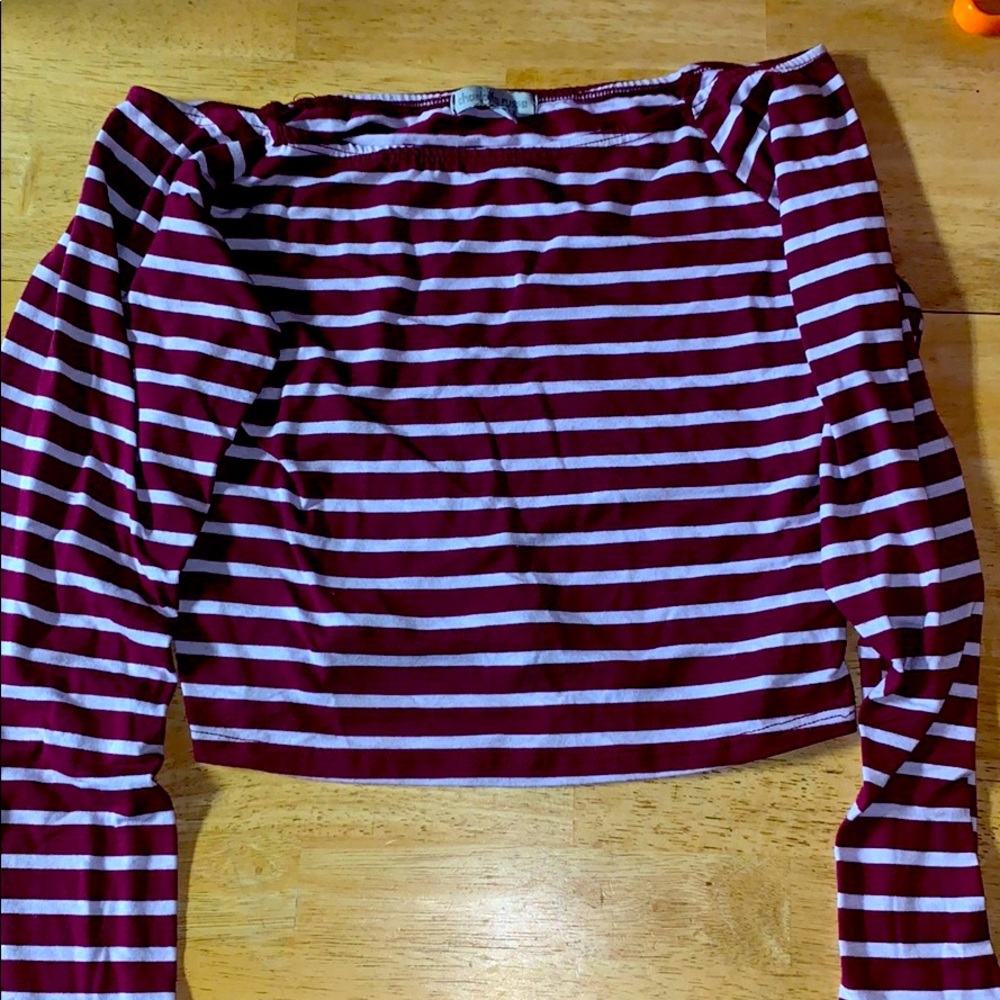 Striped Long Sleeve Crop Top